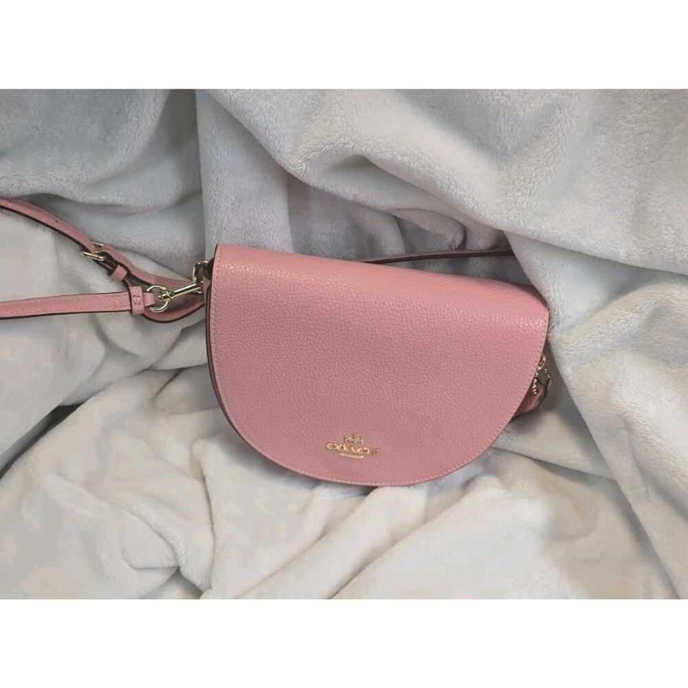 Coach Half Moon Crossbody New Pink Pebbled Leather